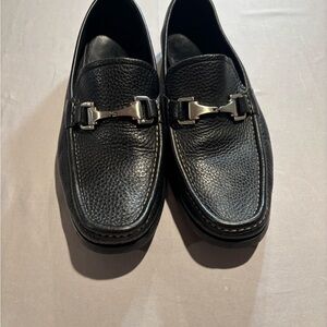 Allen Edmonds Firenze Black Pebbled Leather Bit Loafers Made In Italy 49980 10D
